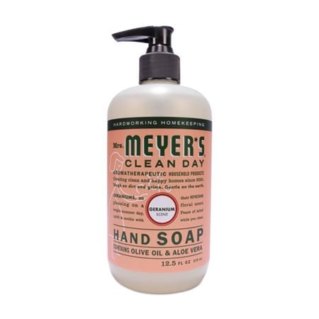 Sc Johnson Mrs.Meyers, CLEAN DAY LIQUID HAND SOAP, GERANIUM, 12.5 OZ 651332EA